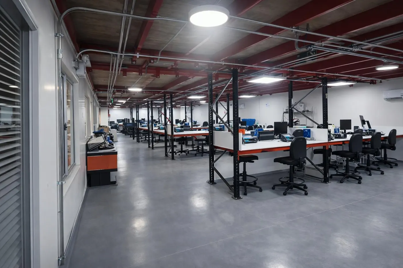 Laboratorio de reparación de Sitelecom con 15 puestos técnicos